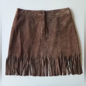 Suede Fringed Mini Skirt